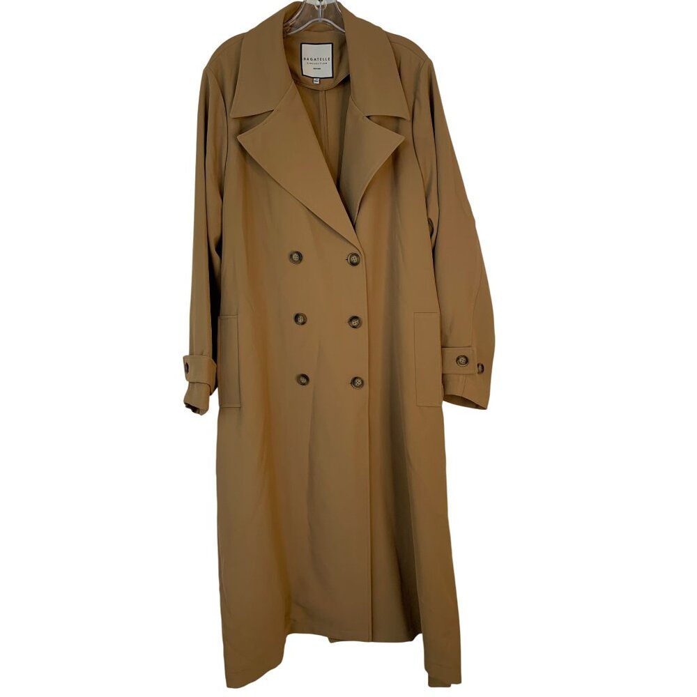 Bagatelle Collection Womens Double-Breast Knit Camel Trench Coat 2X RX10638 EUC - Picture 10 of 11